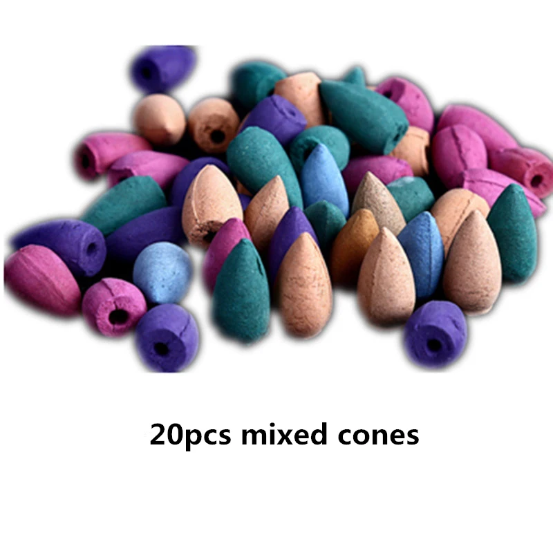 20pcs mixed cones Ретро Tripodia благовония катушки горелка башня благовония палочка благовония держатель катушки керамика курильница украшения дома ремесла - Цвет: 20pcs mixed cones