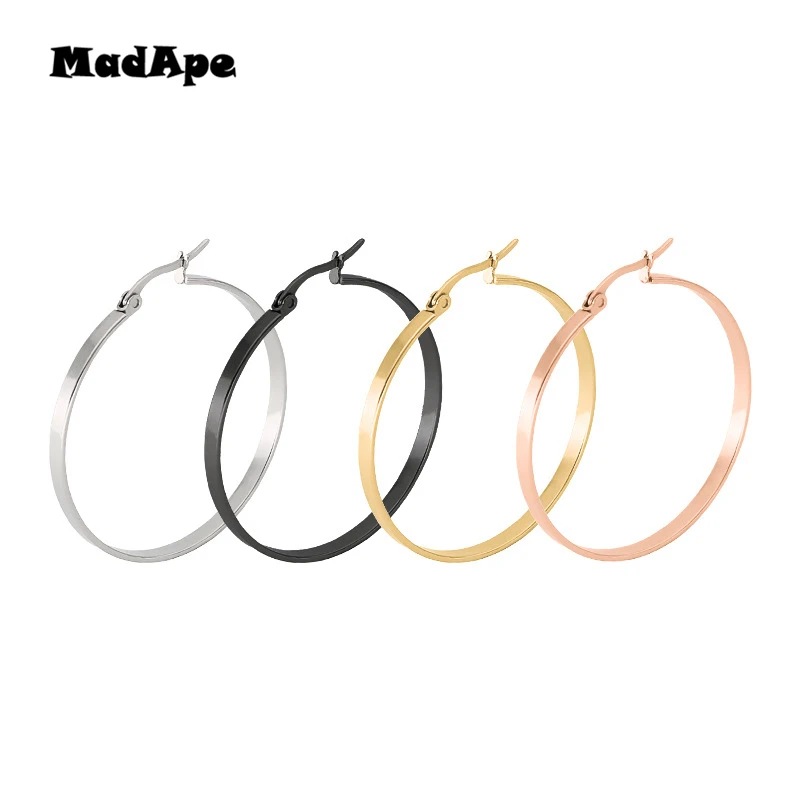 

MadApe Titanium Stainless Steel Anti Allergy Earrings 2019 Fashion Jewelry For Women And Men Classic Exaggerated Hoop Earrings