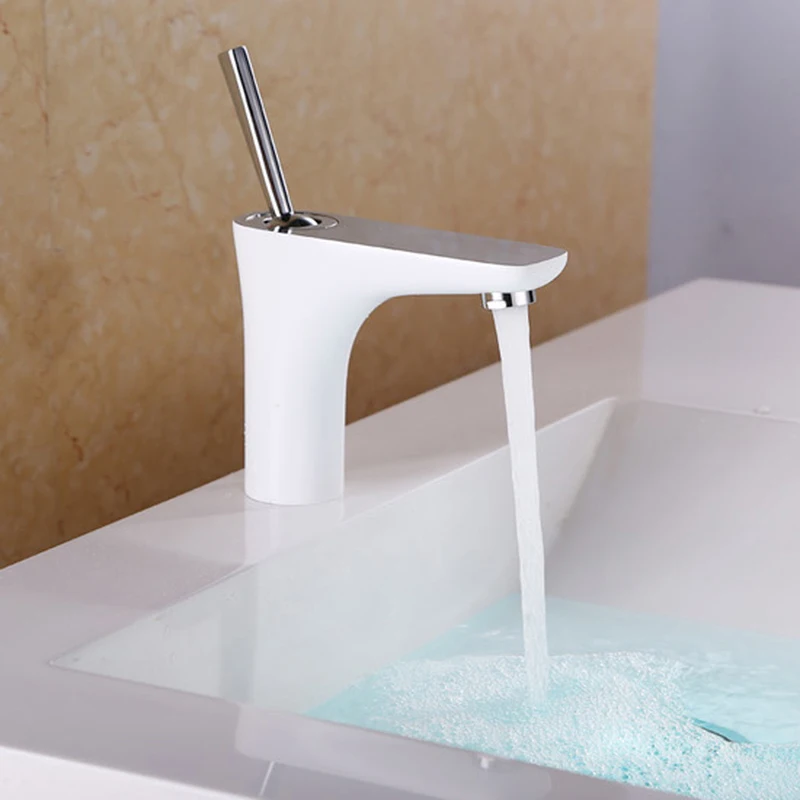 

Kitchen bathroom copper faucet basin head basin top cold and hot faucet white water tap wx5101803