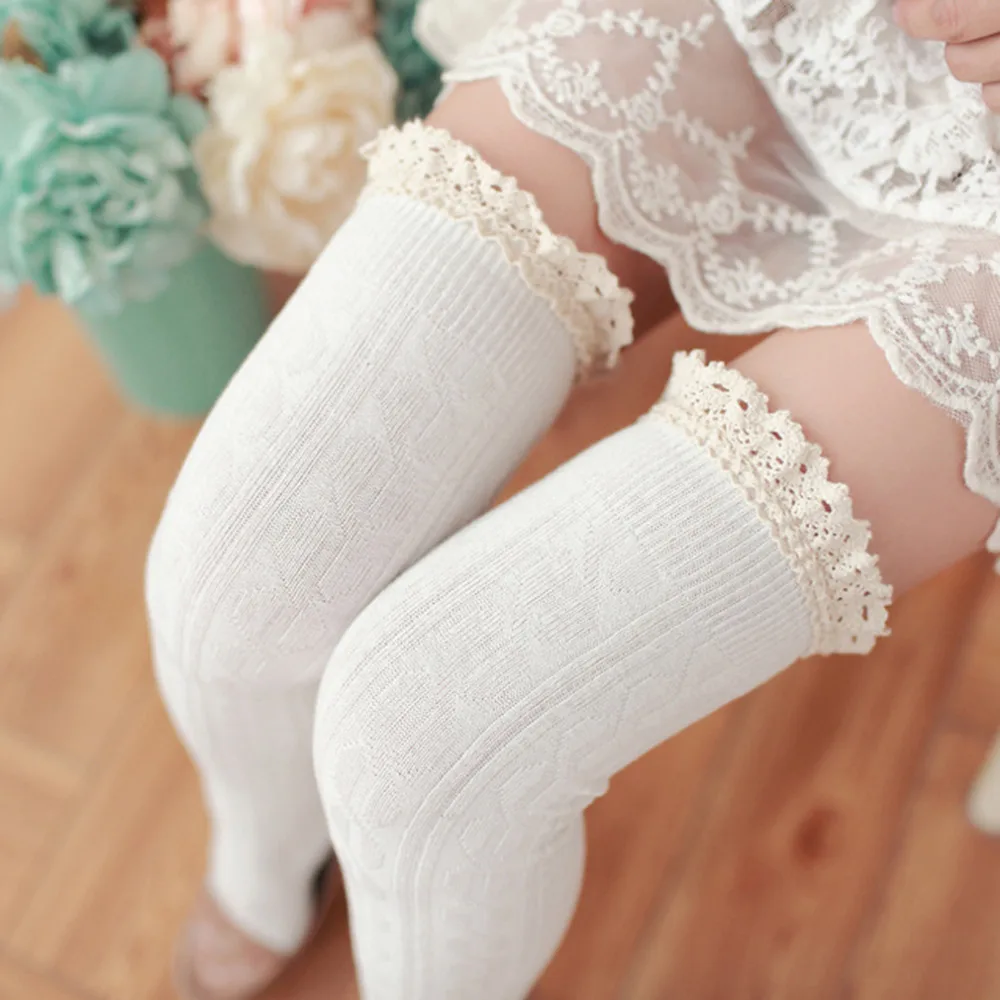 1 пара гольфы чулки для девочек кружевные зимние теплые носки женские