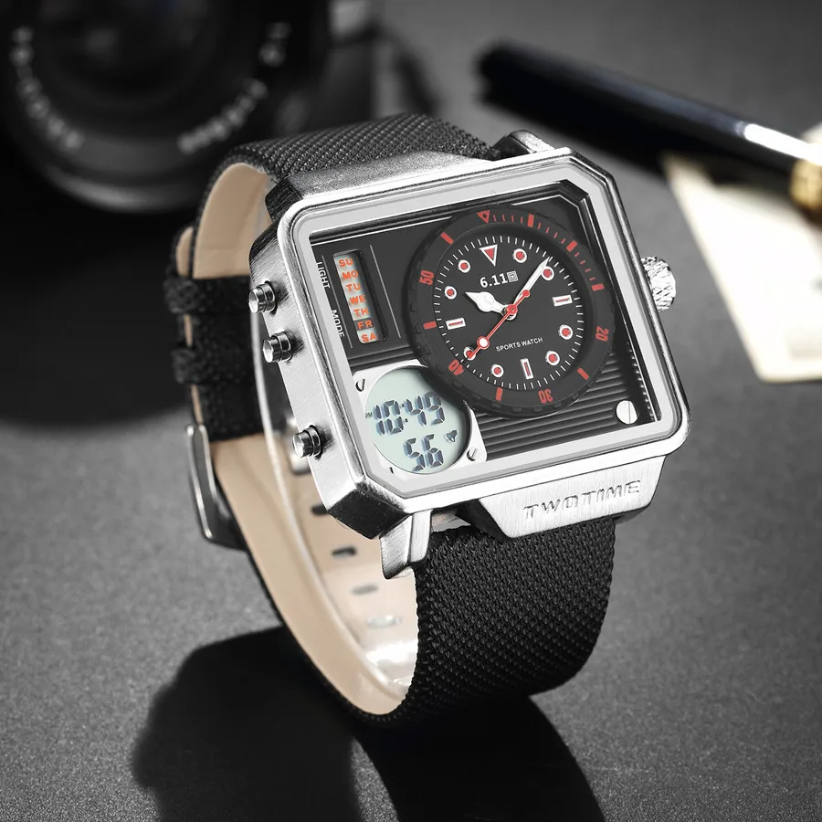 men's square digital watch