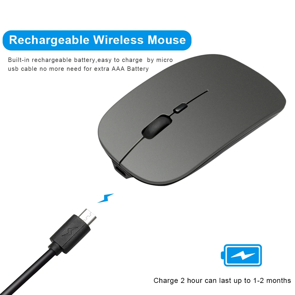 Bluetooth беспроводная мышь бесшумная ПК перезаряжаемая эргономичная USB Type C