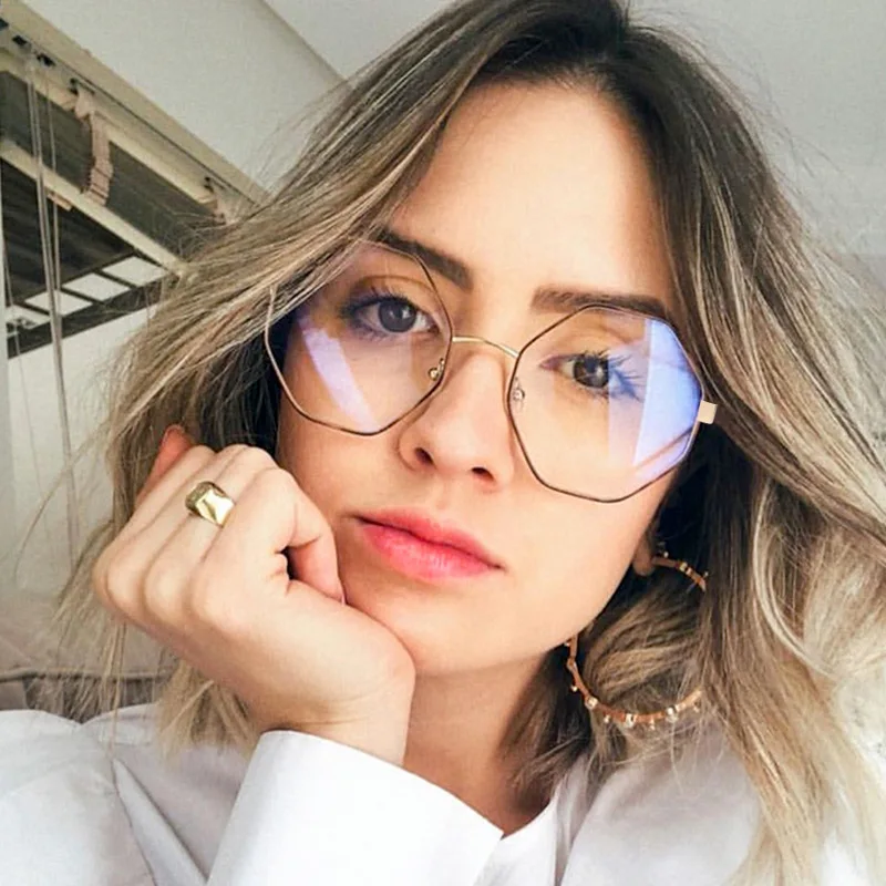 vintage glasses frame women black high quality Polygon eyeglasses Brand Metal Frame optical ladies spectacles frames