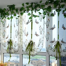 Пасторальный стиль вышитые бабочки римские шторы с тесьмой для спальни двери затемненные перегородки шторы WP242#30