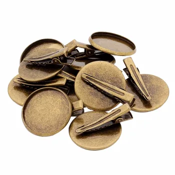 

10pcs/lot Antique Bronze 25mm Blank Hair Clip Bases Hairpins Tray Fit Round Flatback Cabochon Settings Jewelry Making