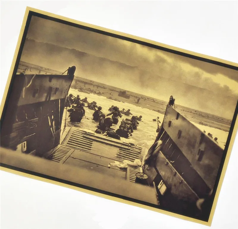 

World War II Normandy landing Vintage Paper Retro poster Kraft Paper Posters Decorative Painting Wall sticker Home Decor