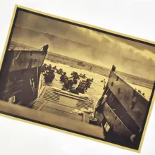La II Guerra Mundial desembarco de Normandía de papel Vintage cartel Retro Kraft adornos de pared de papel decorativo cuadro adhesivo para pared decoración para el hogar