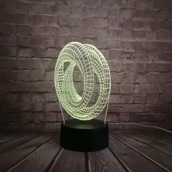 

Double Annular Hollow Abstract 3D USB LED Lamp Modern Art Home Decoration Acrylic Lighting desk Lampe Night Light Lava toy RGB