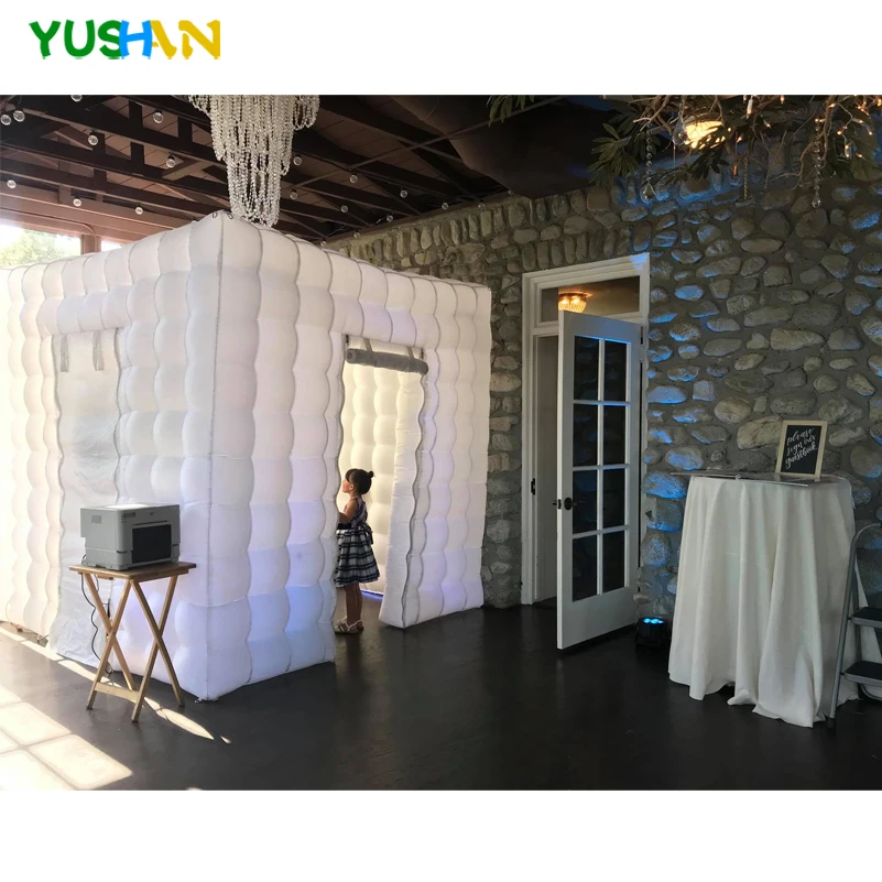 Whole white portable photo booth Two Zipper door Photo booth LED