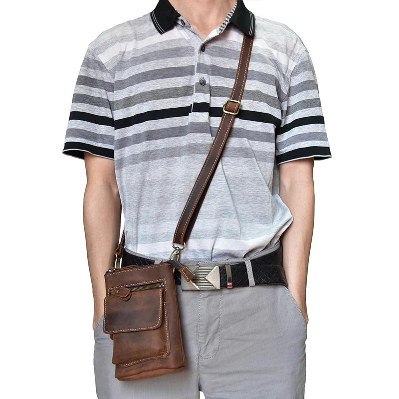 Мужская поясная сумка для телефона из натуральной кожи, поясная сумка из натуральной кожи с плечевым ремнем, поясная сумка, маленькая сумка-мессенджер