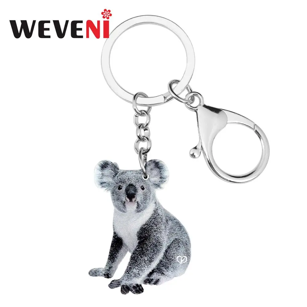 

WEVENI Acrylic Novelty Cute Koala Key Chains Keychains Rings Animal Jewelry For Women Girls Charms Gift Australian Souvenir