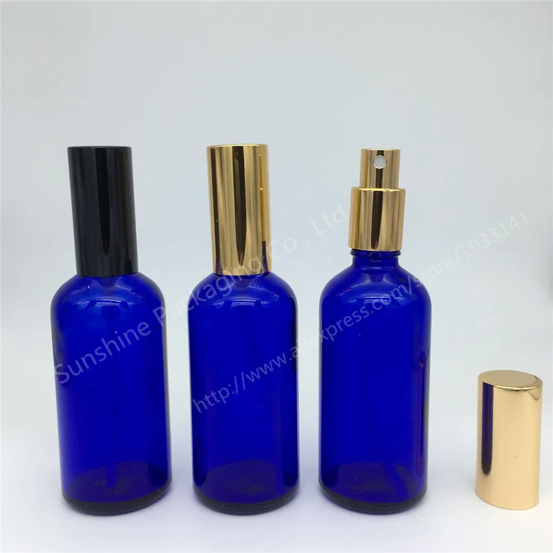 Free Shipping 10pcs 100ml blue glass spray bottle, glass bottle, mist sprayer bottle, perfume spray blue glass bottle