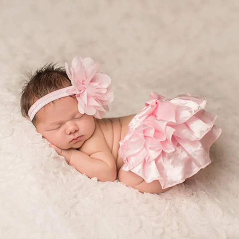 Floral Print Baby Bloomers and Headband Set Newborn Photo Prop Baby Bloomers Satin Bloomers Diaper Cover Baby Girl Photography Prop