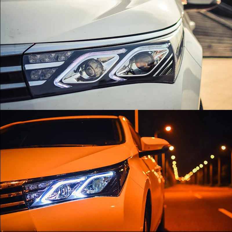 CNSUNNYLIGHT для Toyota Corolla 2014/2015 фар автомобиля светодио дный сборки LED DRL указатели поворота объектив проектора Plug & Play головного света