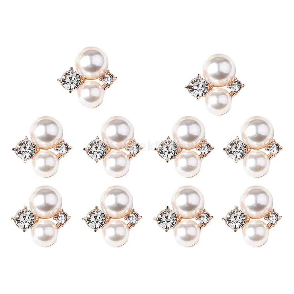10x Alloy Fashion Crystal Flatback Jewelry Accessory Rhinestone Pearl Charms For Women Necklace Brooch Sewing Crafts Gift