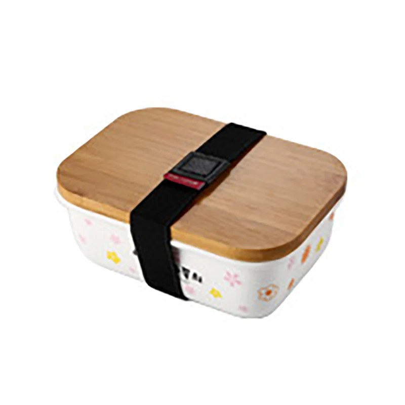 MICCK Microwavable Ланч-бокс в японском стиле бамбуковый керамический Bento box Теплоизоляционный контейнер для хранения продуктов - Цвет: Medium flower600ml