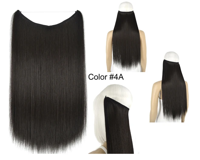 Жаростойкие синтетические волосы прямые Halo волосы для наращивания эластичность невидимая проволока волосы штук 8106 - Цвет: 4A
