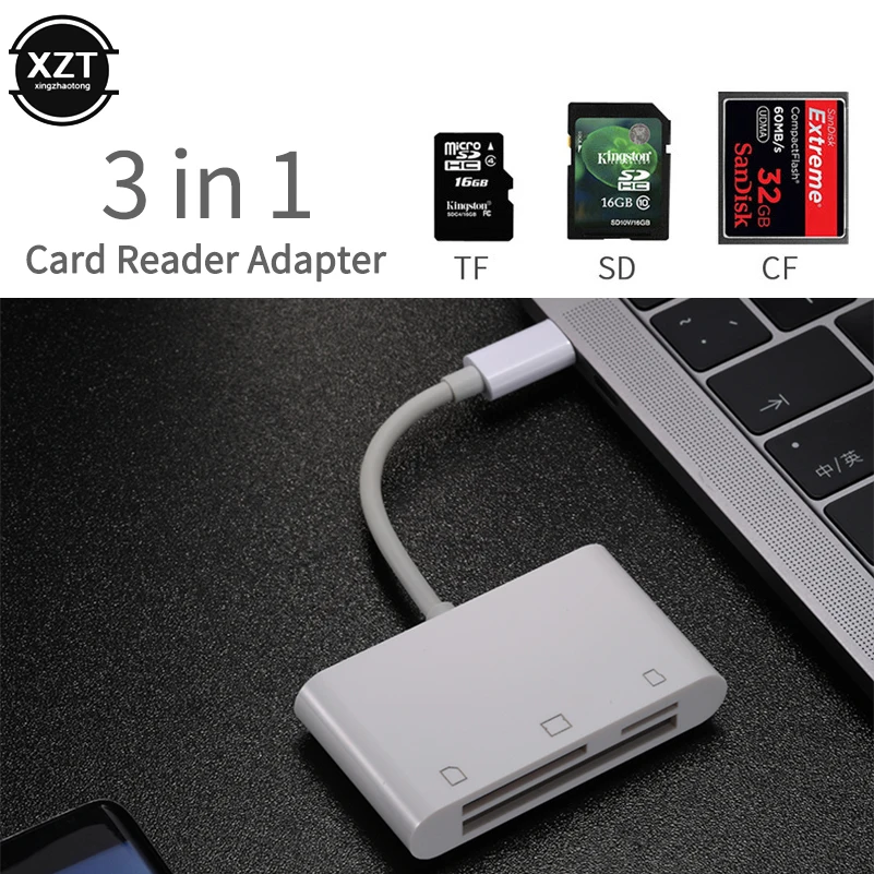 

3in1 SD TF CF Card Reader Adapter for IPhone XS MAX XR Camera Viewer Adapter Card Writer for IPhone X 5S 6 7 8 Plus
