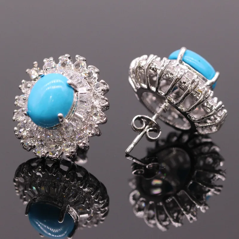 JINYAO с модным голубым камнем AAA циркон белого золота цвет кулон ожерелье серьги кольцо набор для женщин вечерние аксессуары ювелирные изделия