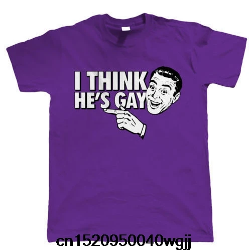 Jzecco I Think He's Gay, Mens Funny Slogan T Shirt Hot Selling 100 