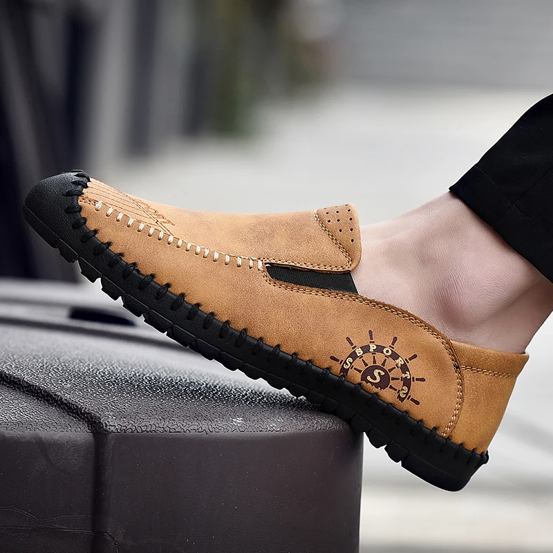 

Big size 38-48 New Fashion Comfortable Casual breathable Shoes Loafers Men Shoes Quality Split Leather Moccasins flats Shoes w5