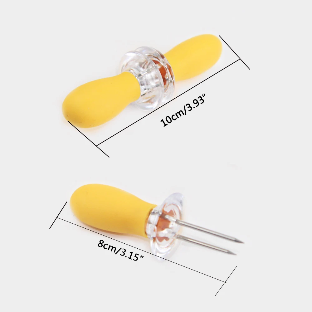 4pcs Stainless Steel Corn Holders Skewers Prongs Jumbo Corn on the Cob Holders Hot Dog Meat Fruit Forks Kitchen BBQ Accessories