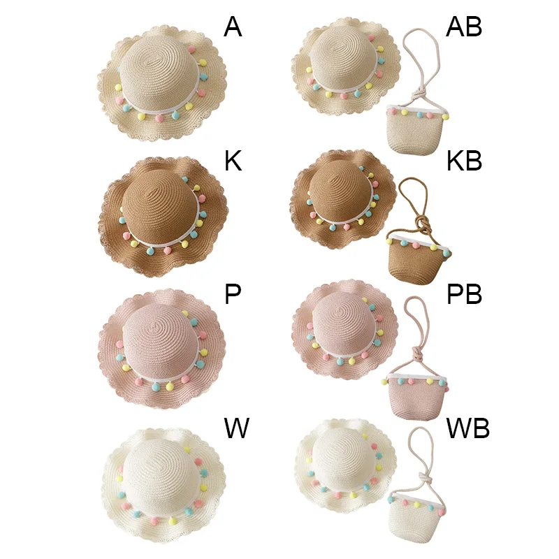 Летняя шляпка для девочки Кепка с козырьком от солнца с сумкой детская шапка Цветочная детская пляжная кепка новорожденная фотография Реквизит соломенная
