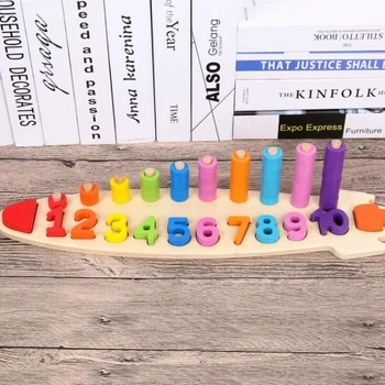 

Montessori Children Preschool Teaching kids Counting and Stacking Board Wooden Math Toy learning educational toys