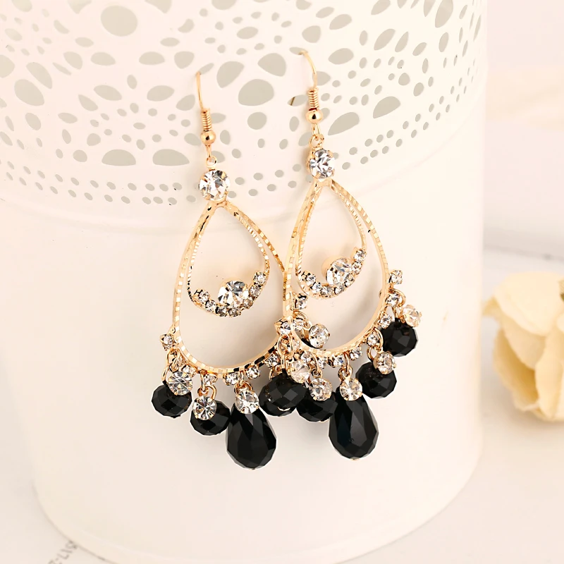 

YFJEWE Factory production of foreign trade fashion jewelry droplets crystal girl sexy earrings sell earrings for women E003