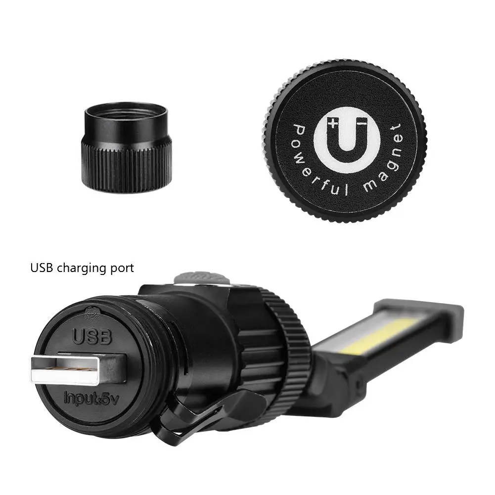 USB Перезаряжаемый COB фонарик портативный 5 режимный Рабочий фонарь магнитный