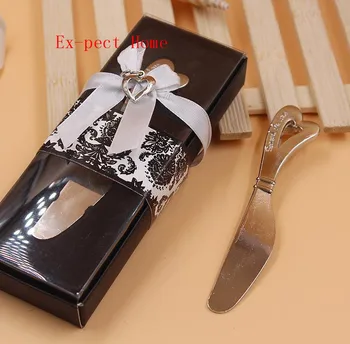 

100PCS Spread the Love heart Butter Knife cheese spreader in black gift box stainless steel kitchen tableware wedding favor