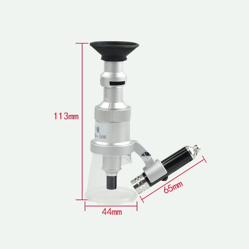  50X/100X poche Mini bijoux de poche LED Illuminant Microscope poignée Loupe monoculaire bijoux Loup