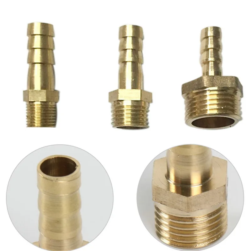 

6mm 8mm 10mm Brass Copper Pipe Joints 1/8" 1/4" 1/2" Fitting Hose Barb Tail BSP Male Connector Coupler Adapter Gas Hose Joint