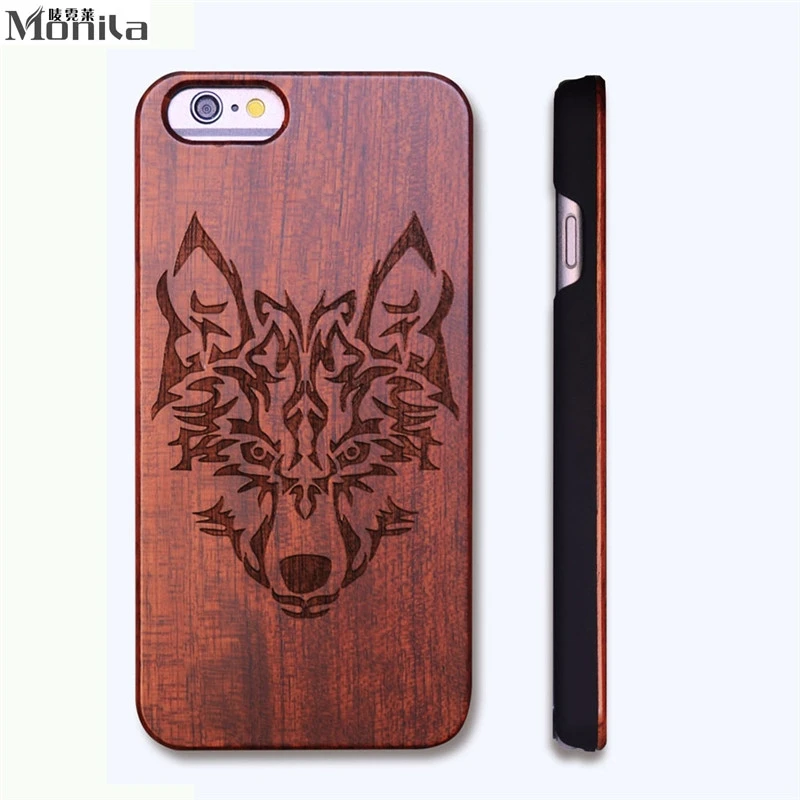 Monila Retro Wolf Real Handmade Wood Case For Iphone 5 5s