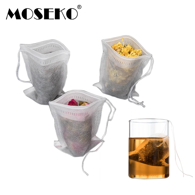 Чайные пакетики MOSEKO 100 шт./лот 5 5x7 см пустые чайные со шнурком Запаянные из