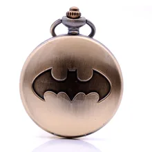 НОВЫЕ антикварные ретро фильм Бэтмен черный циферблат кварцевые карманные часы аналоговый кулон ожерелье Мужские Женские часы цепочка подарок бронза