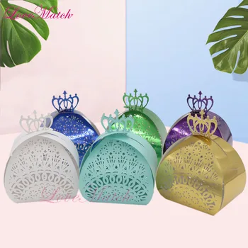 

50pcs Laser Cut Crown Candy Box Wedding Party Gift Box Wedding Favor Chocolate Box Party Decoration and Supplies Marriage