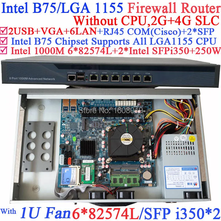 

routerboard 1U Network Firewall Router with Six 1000M 82574L Gigabit NIC two intel i350 SFP fiber ports NO CPU 2G RAM 4G SLC
