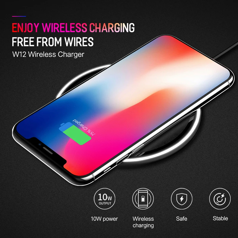 Беспроводное зарядное устройство ROCK W12 для iPhone X 8 plus быстрая зарядка беспроводное