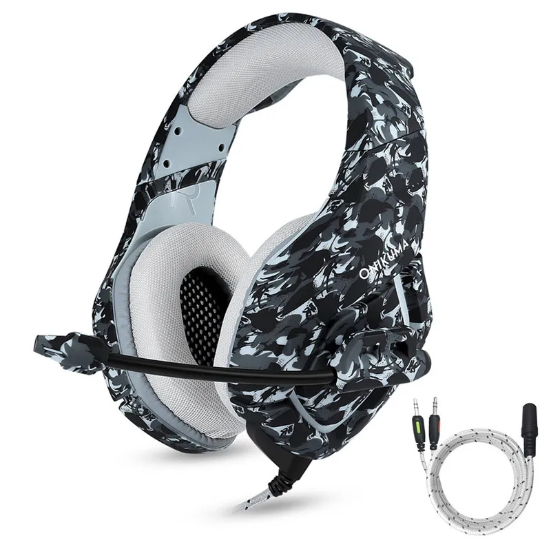 ONIKUMA K1 Camouflage PS4 Gaming Headset Bass Game Headphones Best Casque with Mic for PC Gamer Mobile Phone New Xbox One Tablet ONIKUMA K1 Camouflage PS4 Gaming Headset Bass Game Headphones Best Casque with Mic for PC Gamer Mobile Phone New Xbox One Tablet