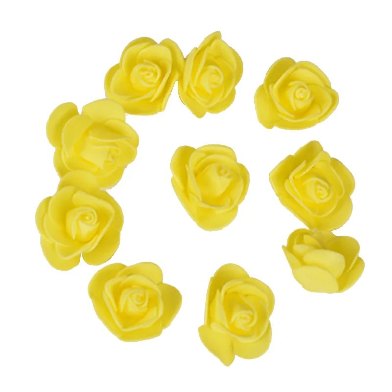 500 шт./лот эти цветы используются для украшения Флорес Искусственный Декоративный головка розы Роза медведь свадебный дом искусственный цветок - Цвет: Yellow