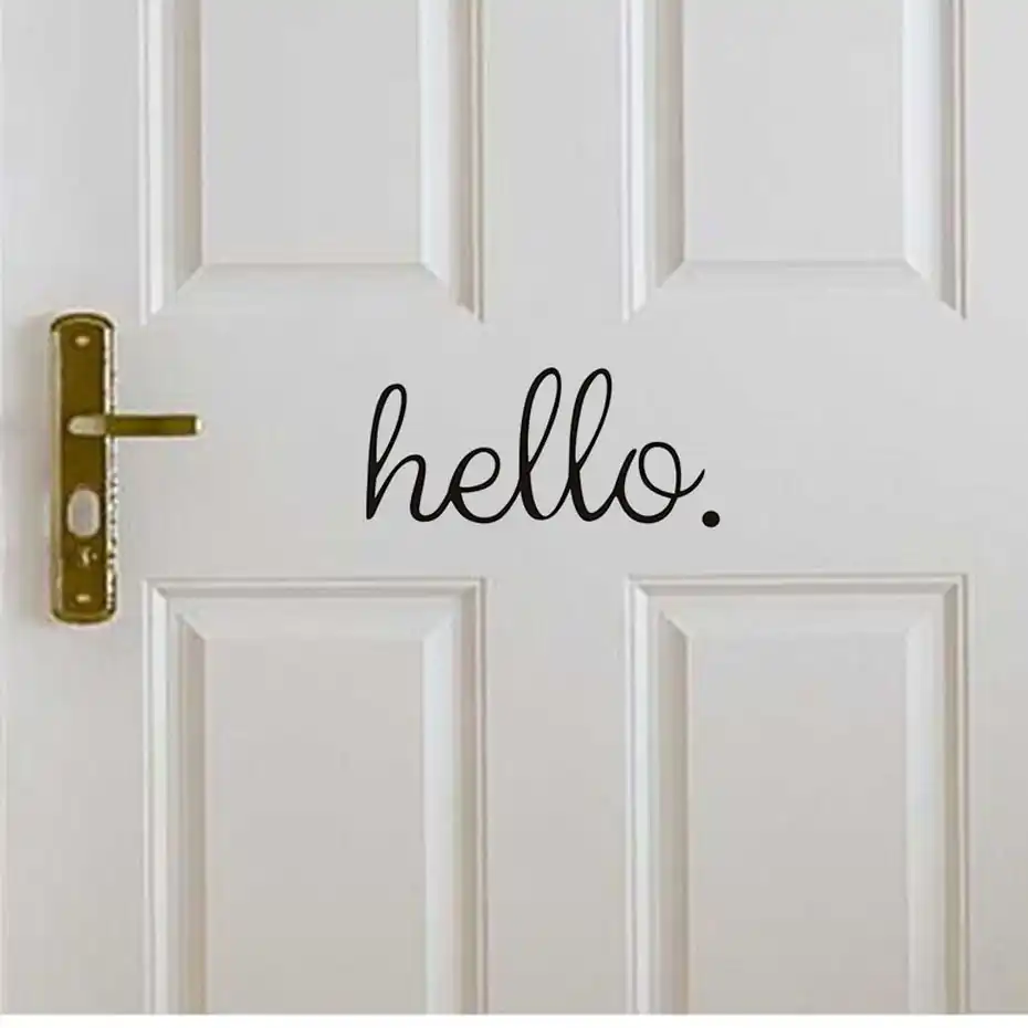 A English Word Hello Door Sticker For Living Room Bedroom Door Decorations Self Adesivos Wallpaper Decals Home Decor Accessories