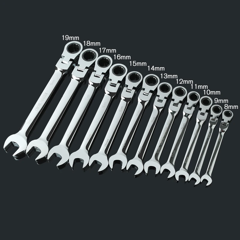 

1pc 6-19mm movable ratchet wrench set bicycle torque wrench wrench flexible open end wrench repair tool