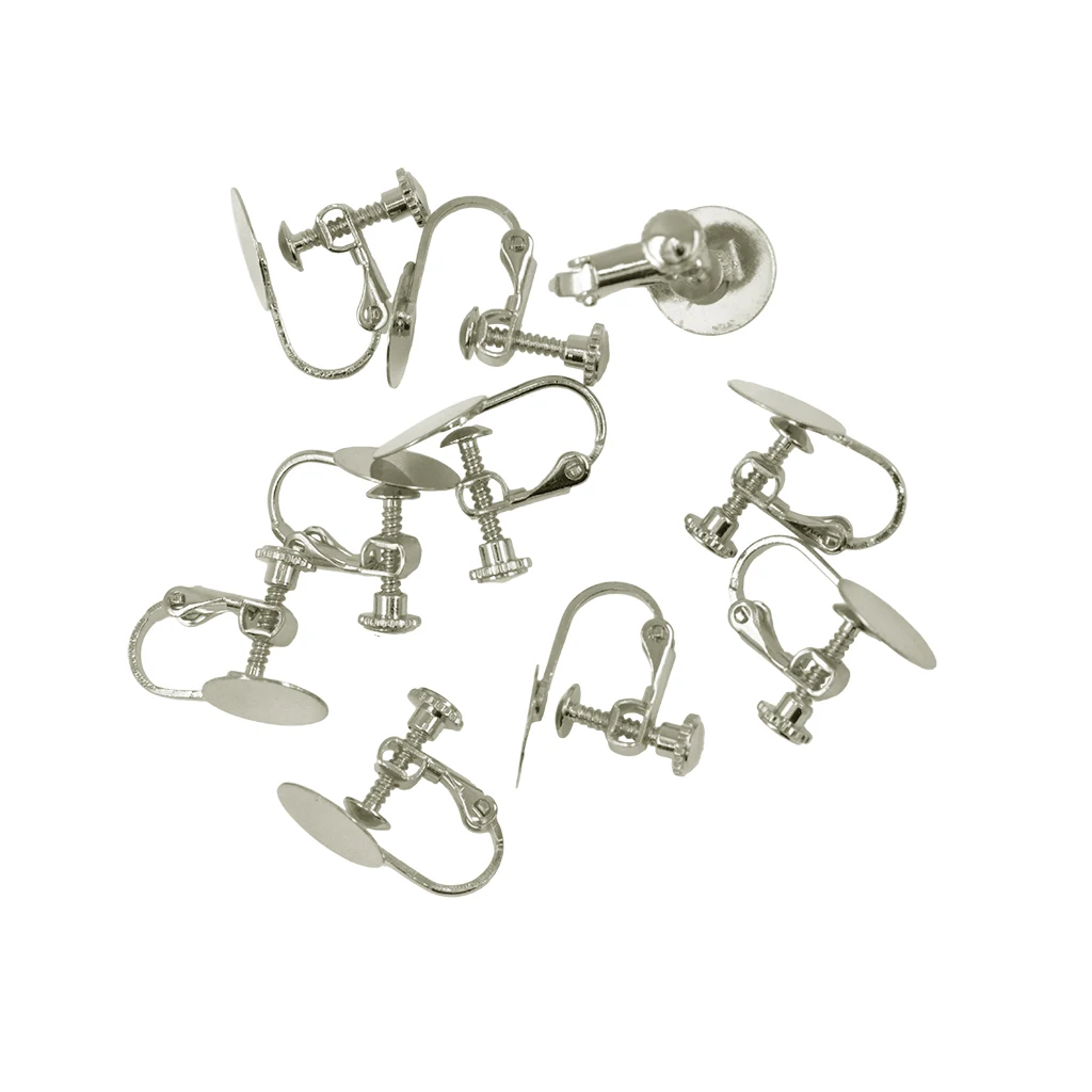 

10 Pcs No Piercing Adjustable Screw Earring Clips On Stud Earrings Blank Base Pad DIY Design Craft Making Crafts