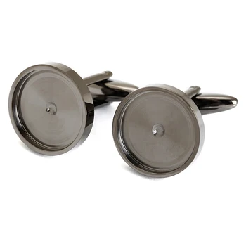 

16/18mm 5 Prs Lot Stainless Steel Brush Black Gun Color Plated Cufflinks Blank High Quality DIY Jewelry Accessories For Men