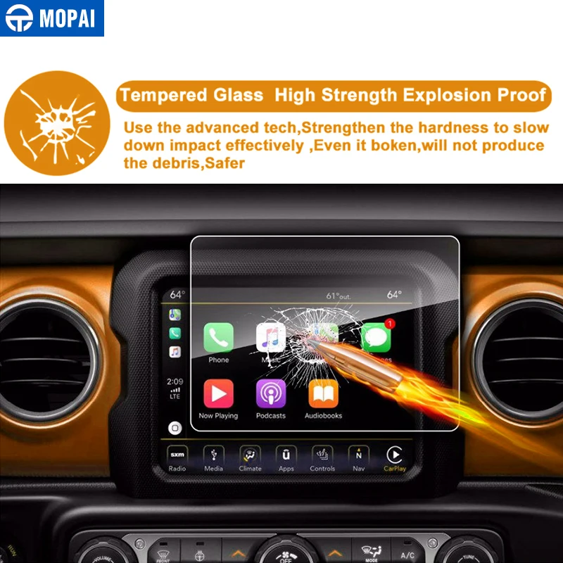 MOPAI Car Stickers for Jeep Wrangler JL 2018 GPS Navigation Screen Protector Decoration for Jeep JL