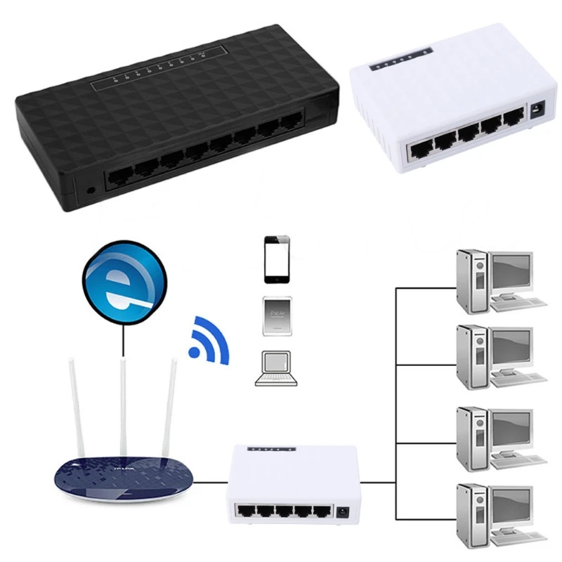 Планшет 10/100 Мбит/с Ethernet 5 портов коммутатор для настольного ПК с поддержкой сети