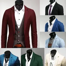Последние 8 цветов Для мужчин Тонкий Свадебные Жених Костюмы подростков модные синие формальный костюм куртки мужские цвет красного вина пиджаки