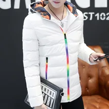 2017 Men Women Classic Hooded Rainbow Coat Homme Winter Thick Windproof Hoodie Parkas Warm Outwear Clothing Plus Size 4XL