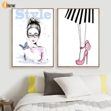 Woman Butterfly High Heels Skirt  Wall Art Canvas Painting Nordic Posters And Prints Wall Pictures For Living Room Home Decor